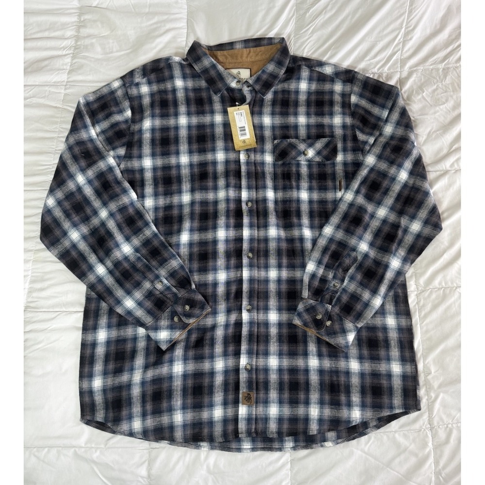 New Legendary Whitetails 2x Tall Buck Camp Flannel Shirt Long Sleeve Plaid